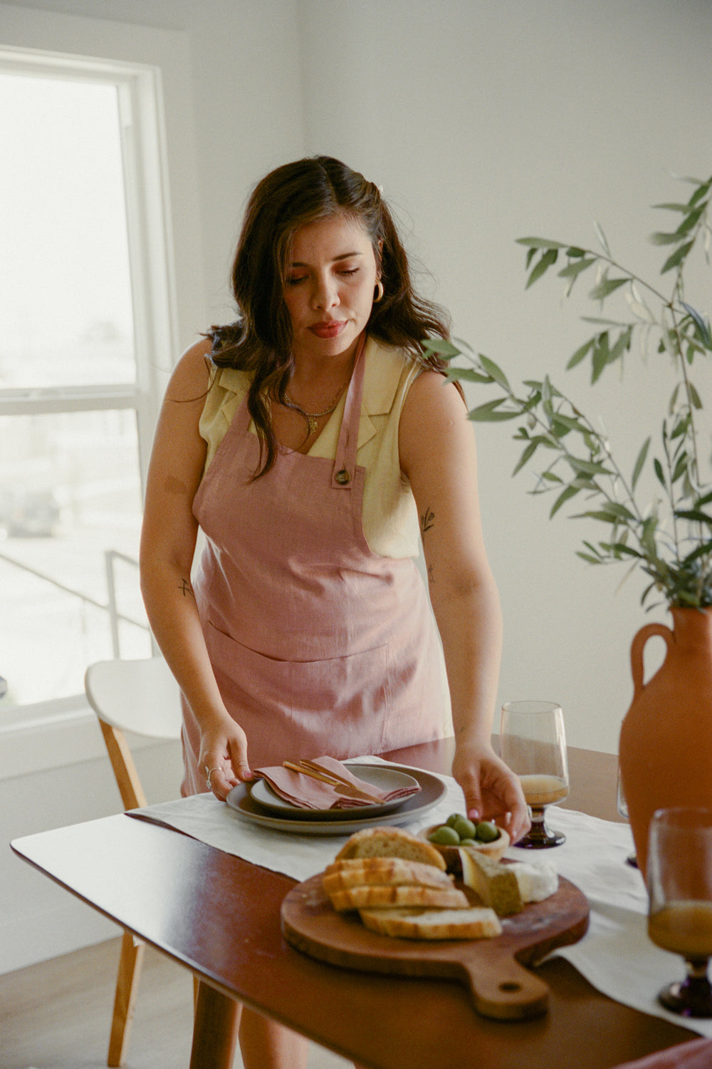 Linen Apron in Blush - Whimsy & Row