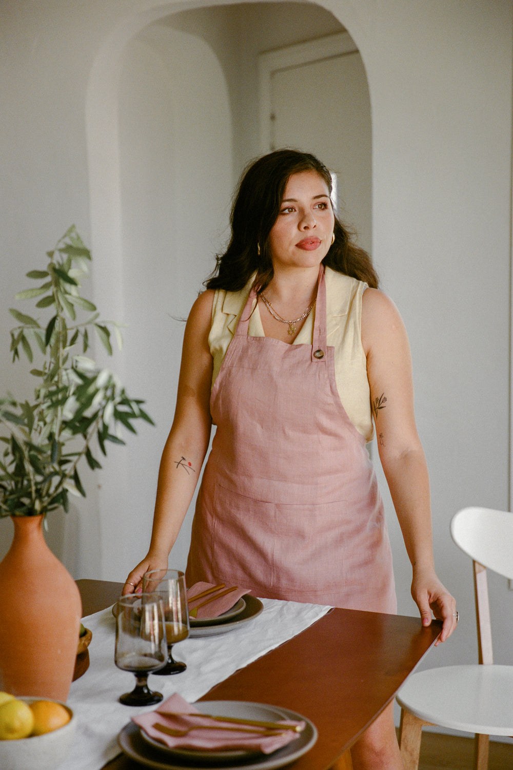 Linen Apron in Blush - Whimsy & Row