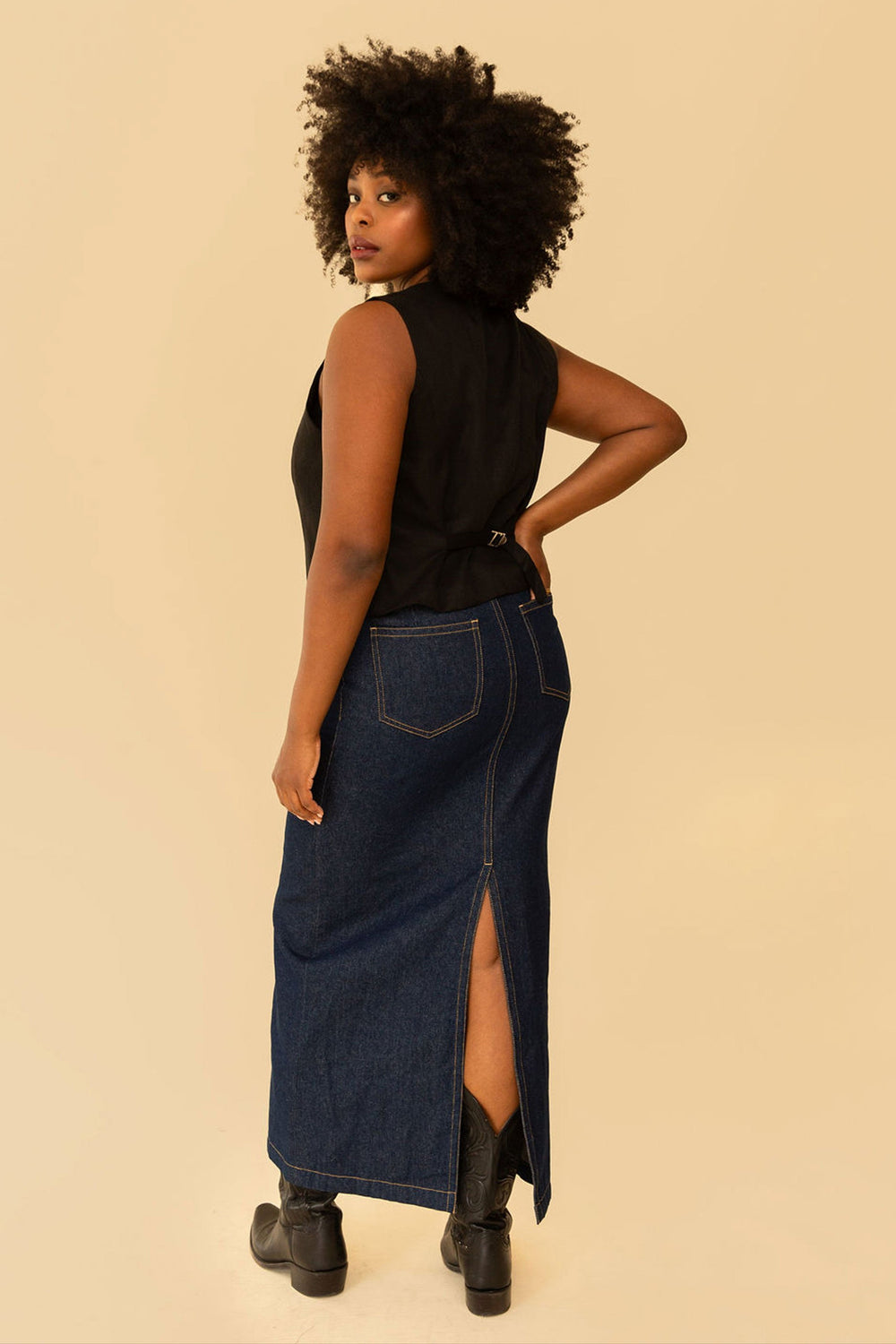 Bowie Vest in Black Tencel - Whimsy & Row