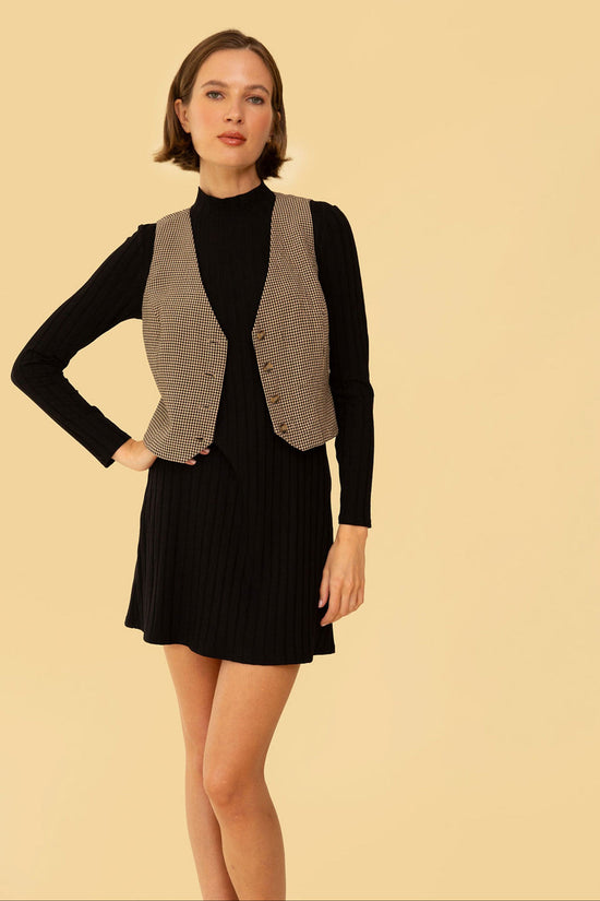 Bowie Vest in Tan Gingham - Whimsy & Row