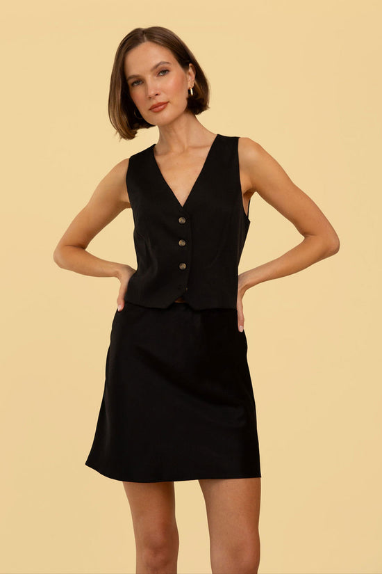 Bowie Vest in Black Tencel - Whimsy & Row