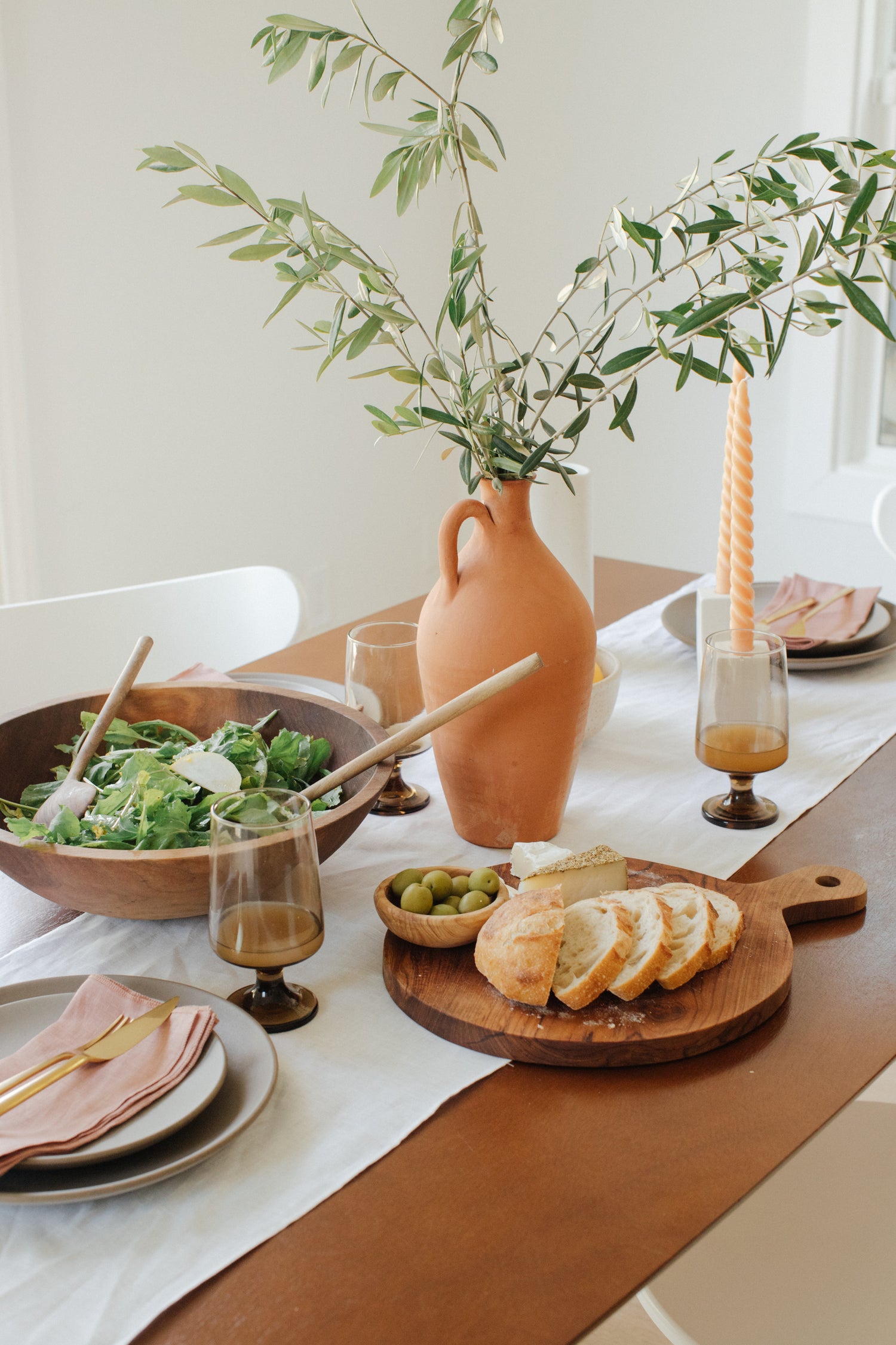 Linen Table Runner in White