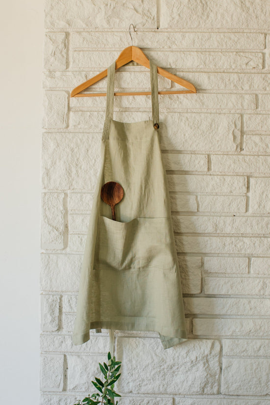 Linen Apron in Sage - Whimsy & Row