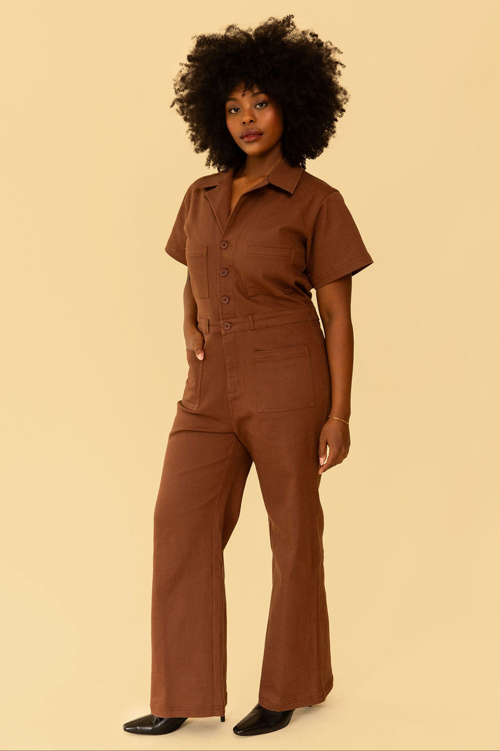 Logan Jumpsuit in Chocolate - Whimsy & Row