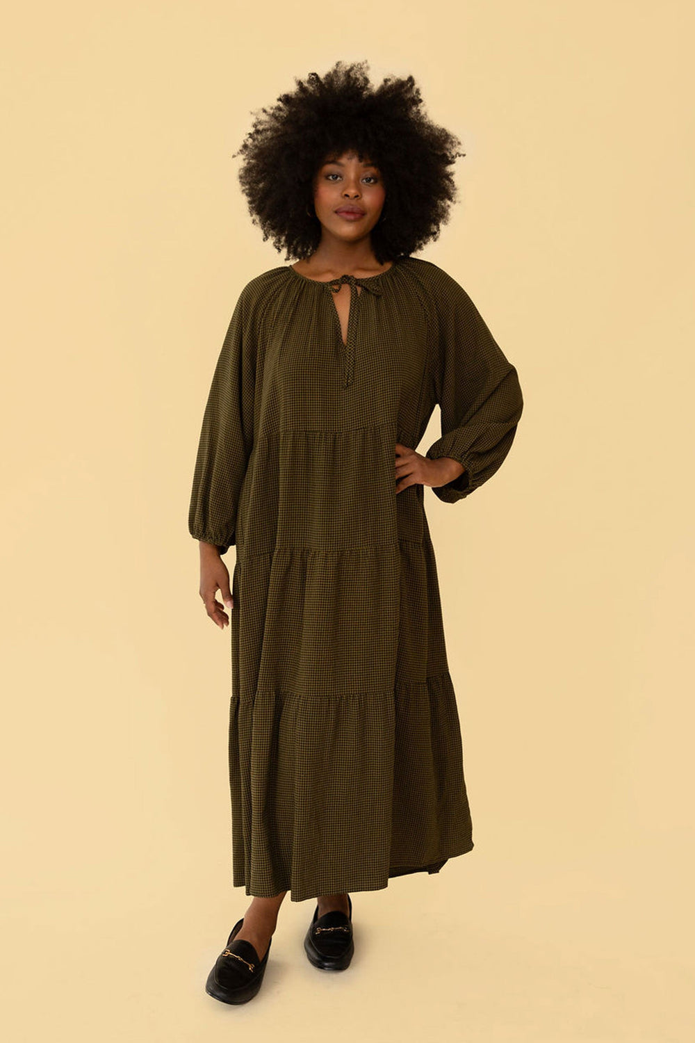 Mandy Dress in Hunter Gingham - Whimsy & Row
