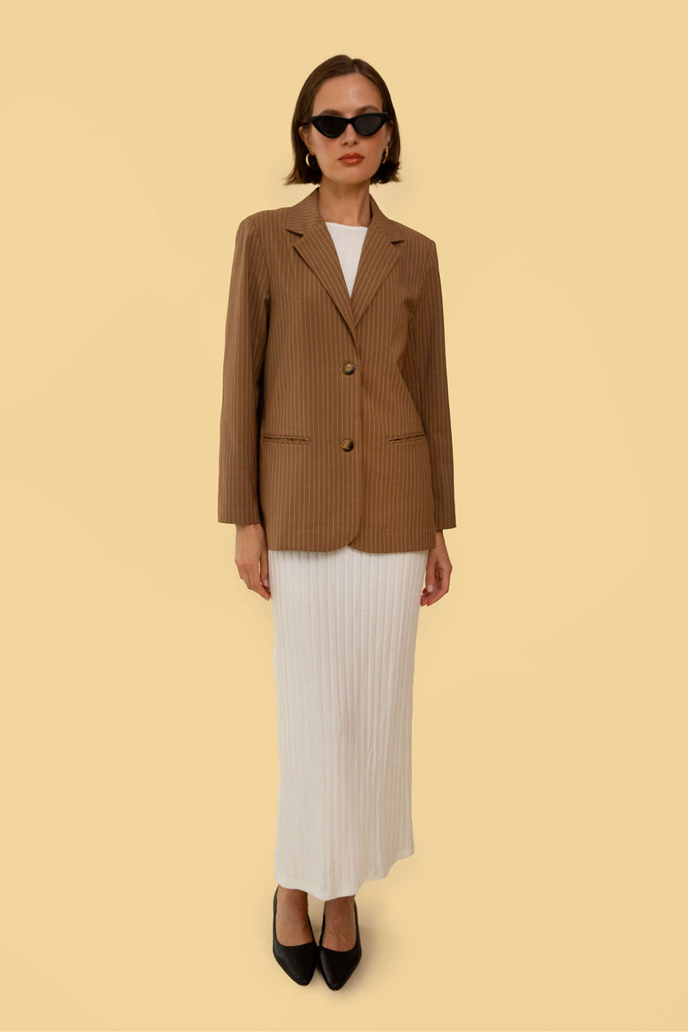Parker Blazer in Tan Stripe - Whimsy & Row