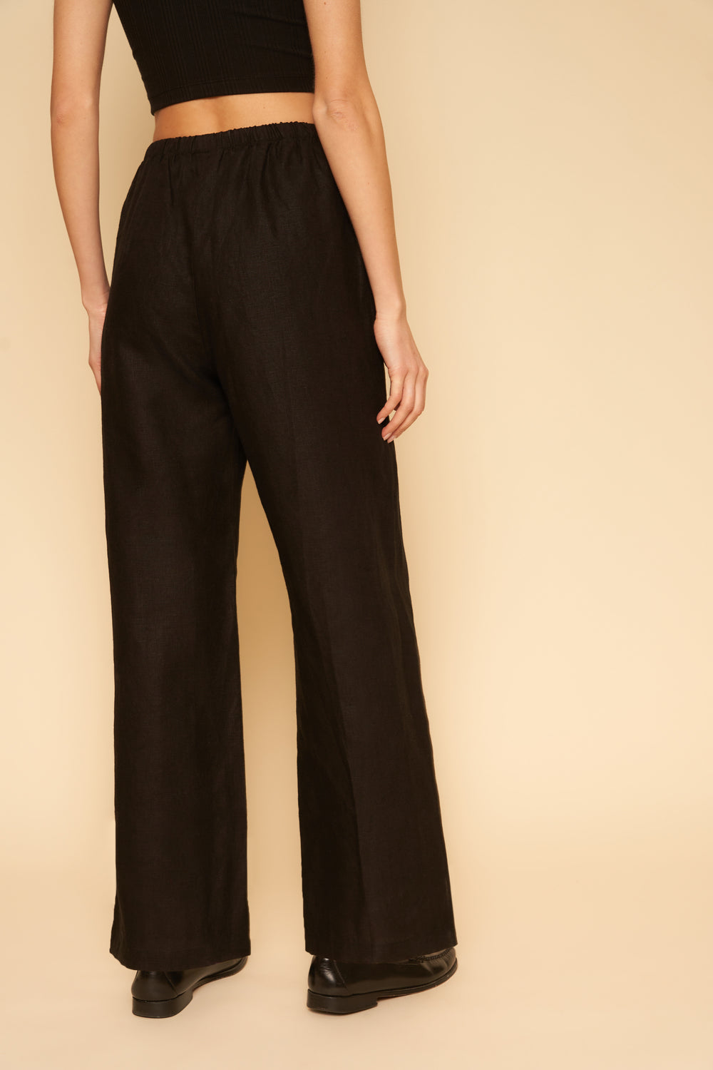 Kira Pant in Black Linen - Whimsy & Row
