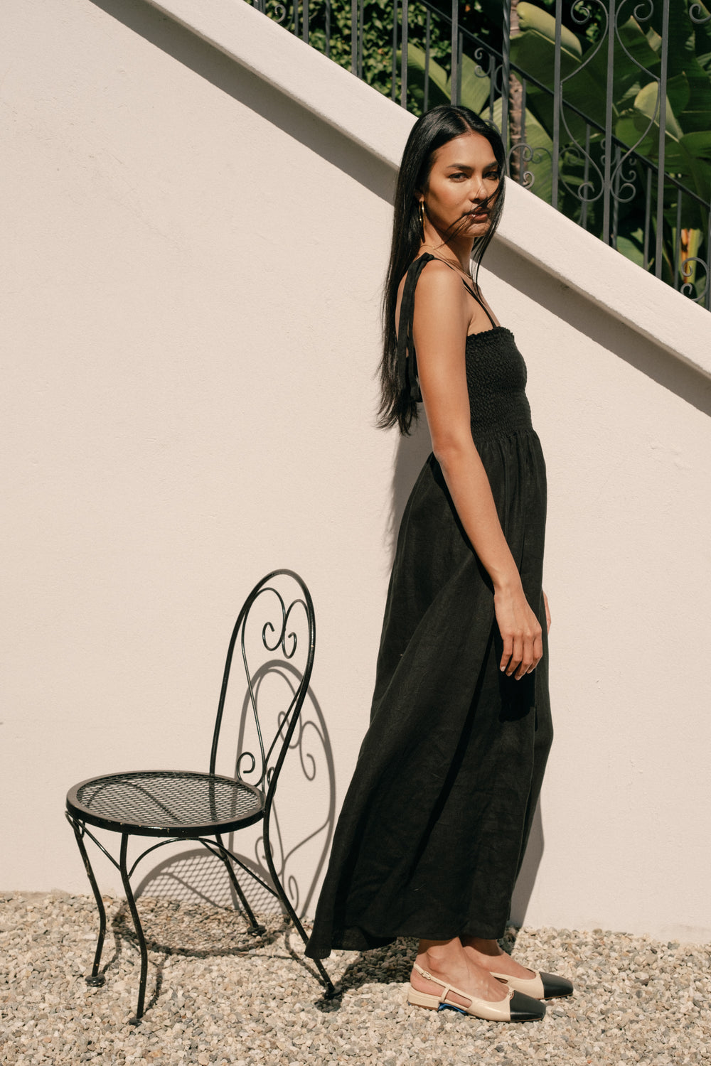 Sophie Dress in Black Linen - Whimsy & Row
