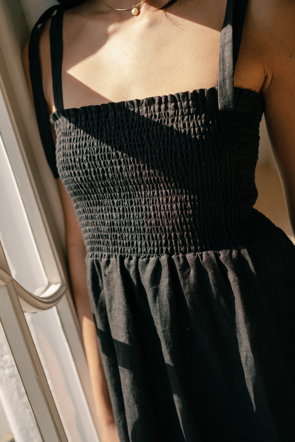 Sophie Dress in Black Linen - Whimsy & Row