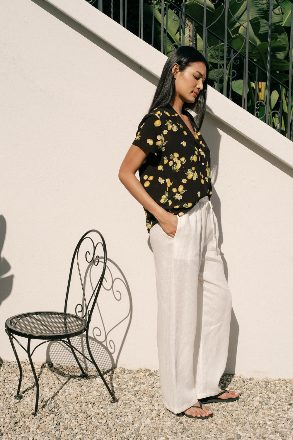 Kira Pant in White Linen - Whimsy & Row