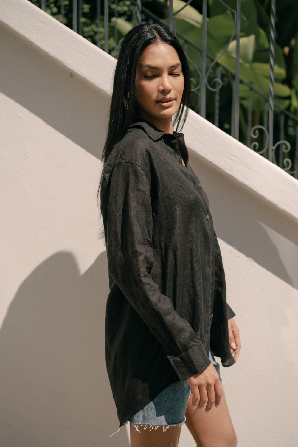 Denise Top in Black Linen - Whimsy & Row