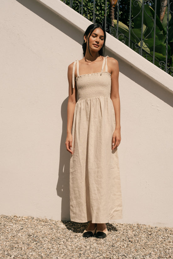 Sophie Dress in Oatmeal Linen - Whimsy & Row