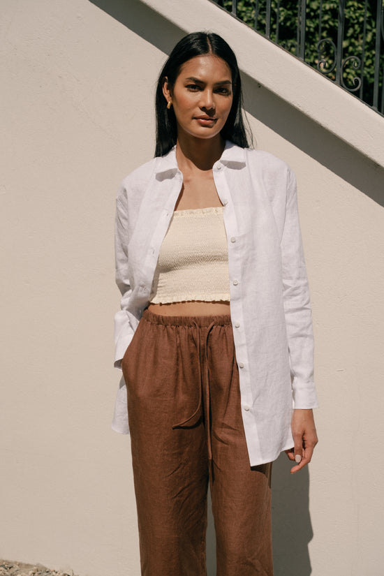 Denise Top in White Linen - Whimsy & Row