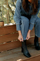 Tabatha Leather Heeled Boot in Black