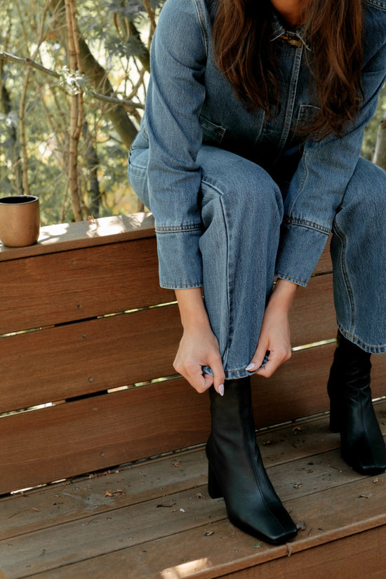 Tabatha Leather Heeled Boot in Black - Whimsy & Row