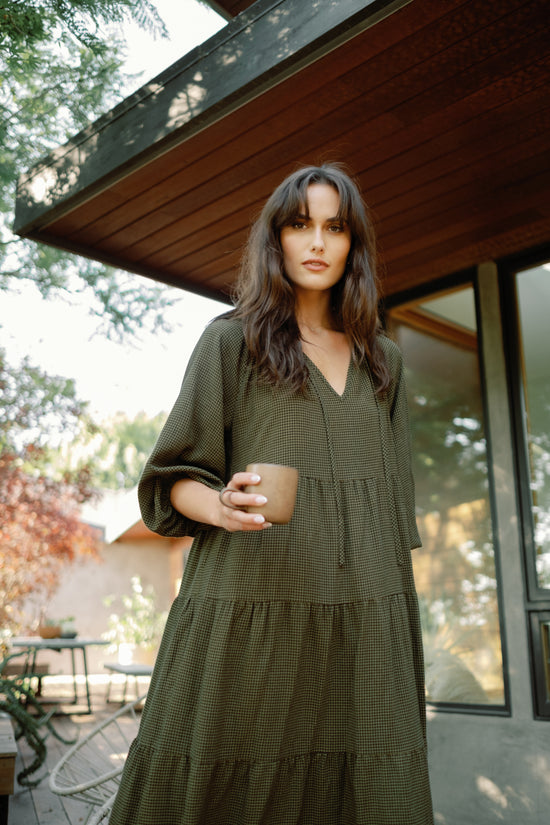 Mandy Dress in Hunter Gingham - Whimsy & Row