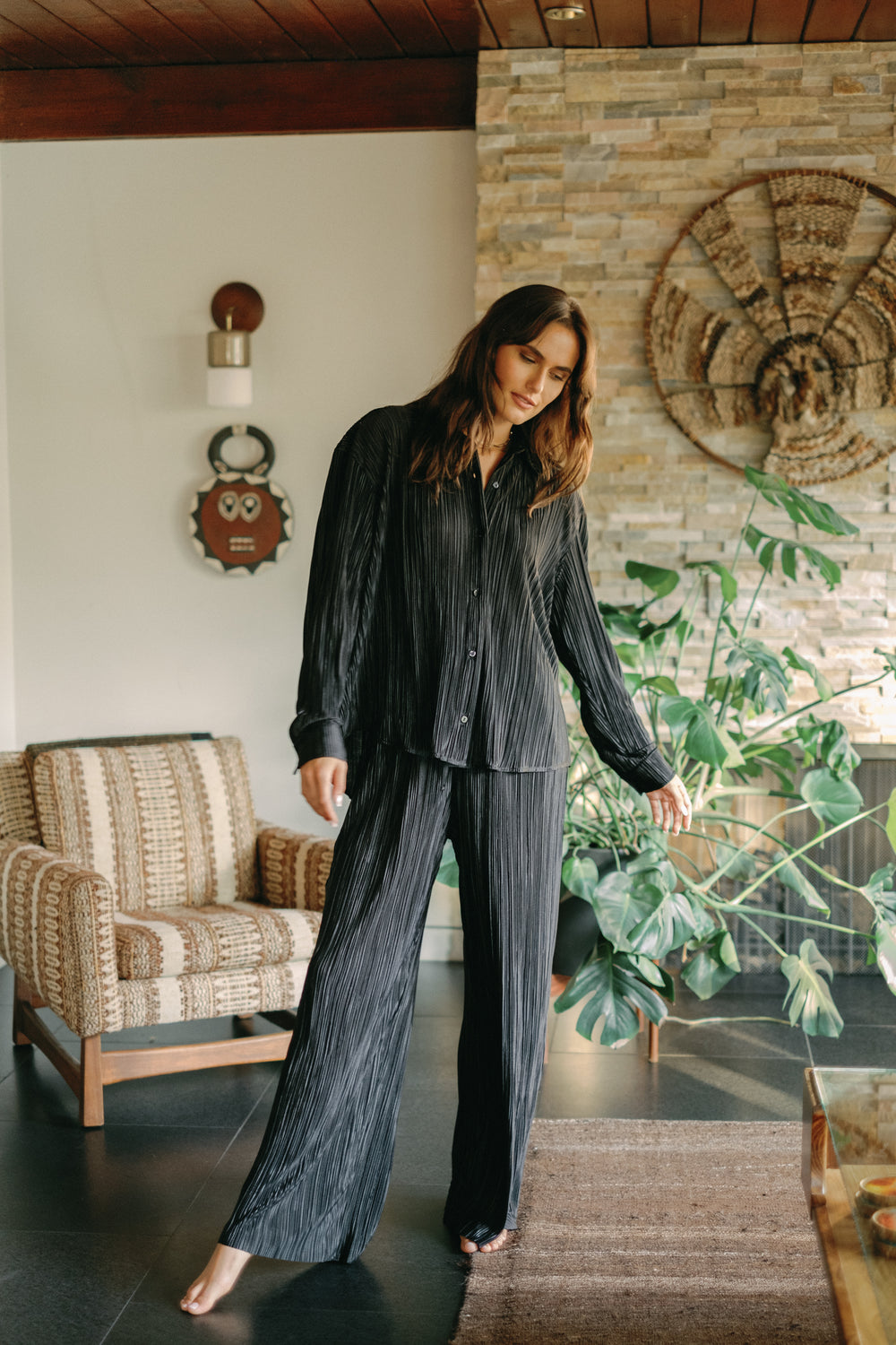 Denise Top in Black Plissé - Whimsy & Row