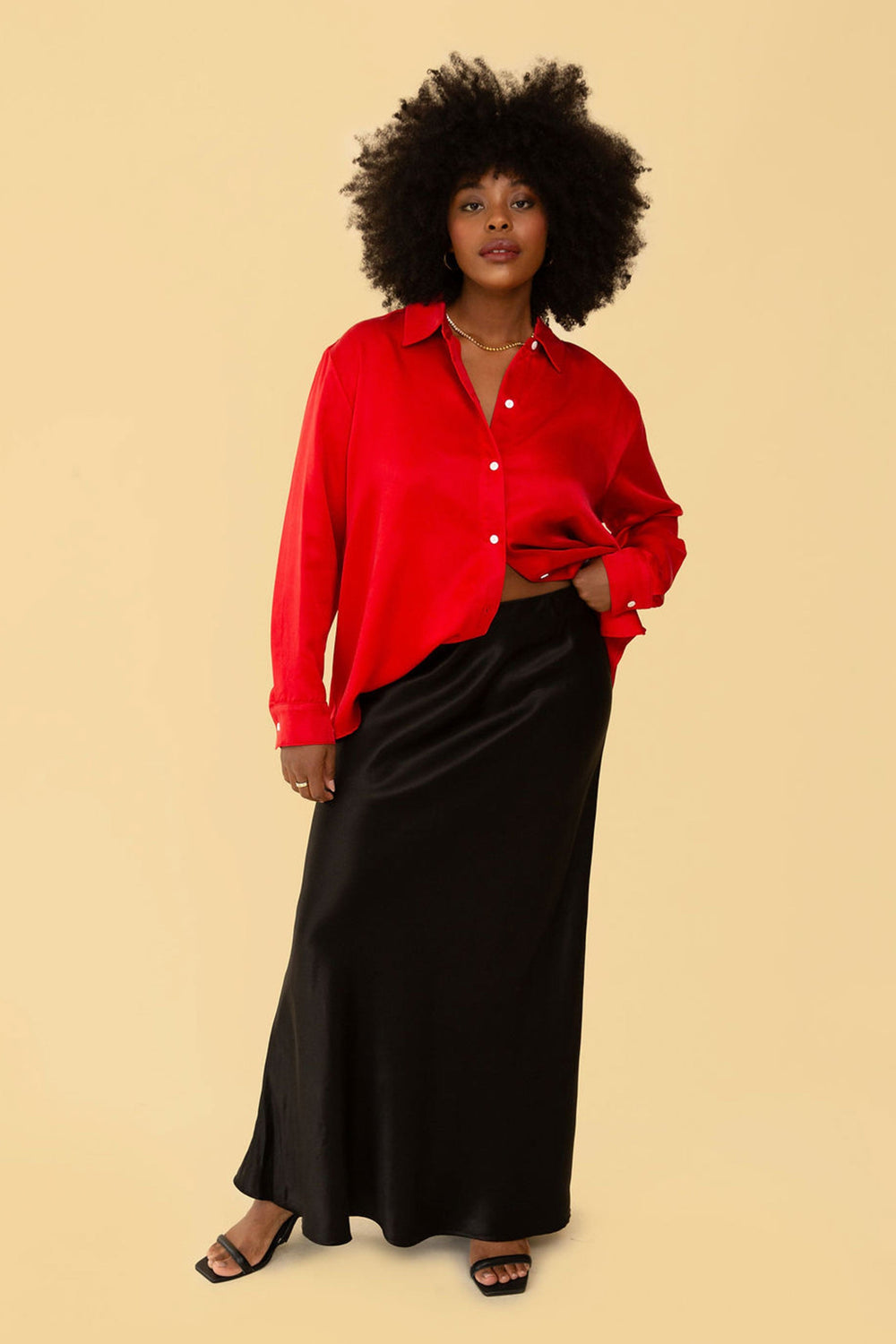 Denise Top in Silky Red - Whimsy & Row