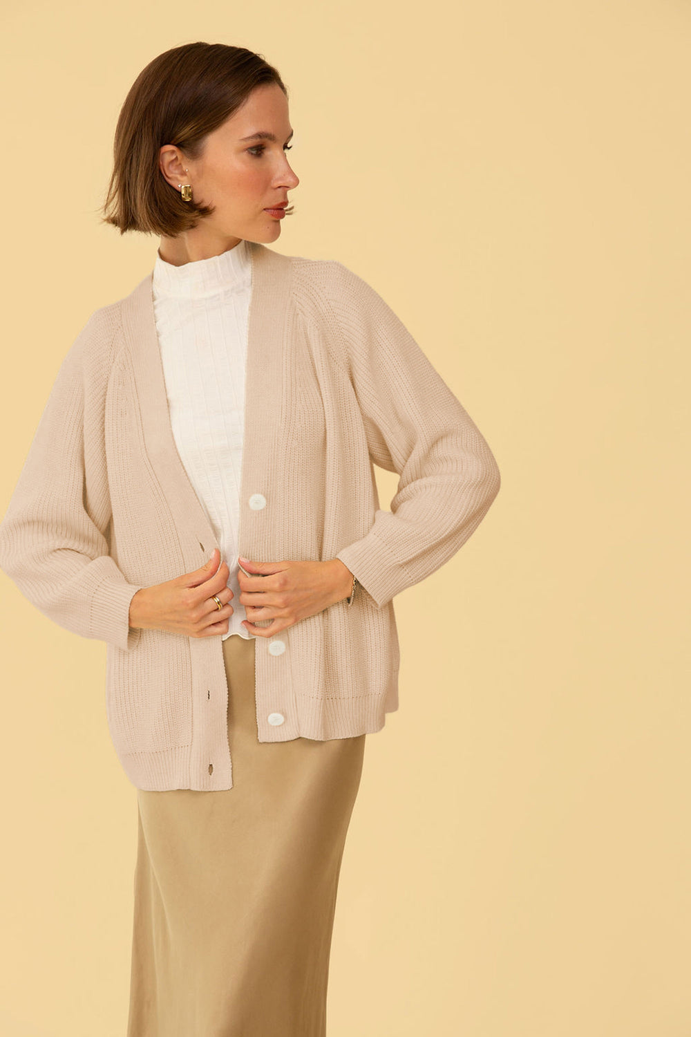 Chloe Cardigan in Oatmeal - Whimsy & Row