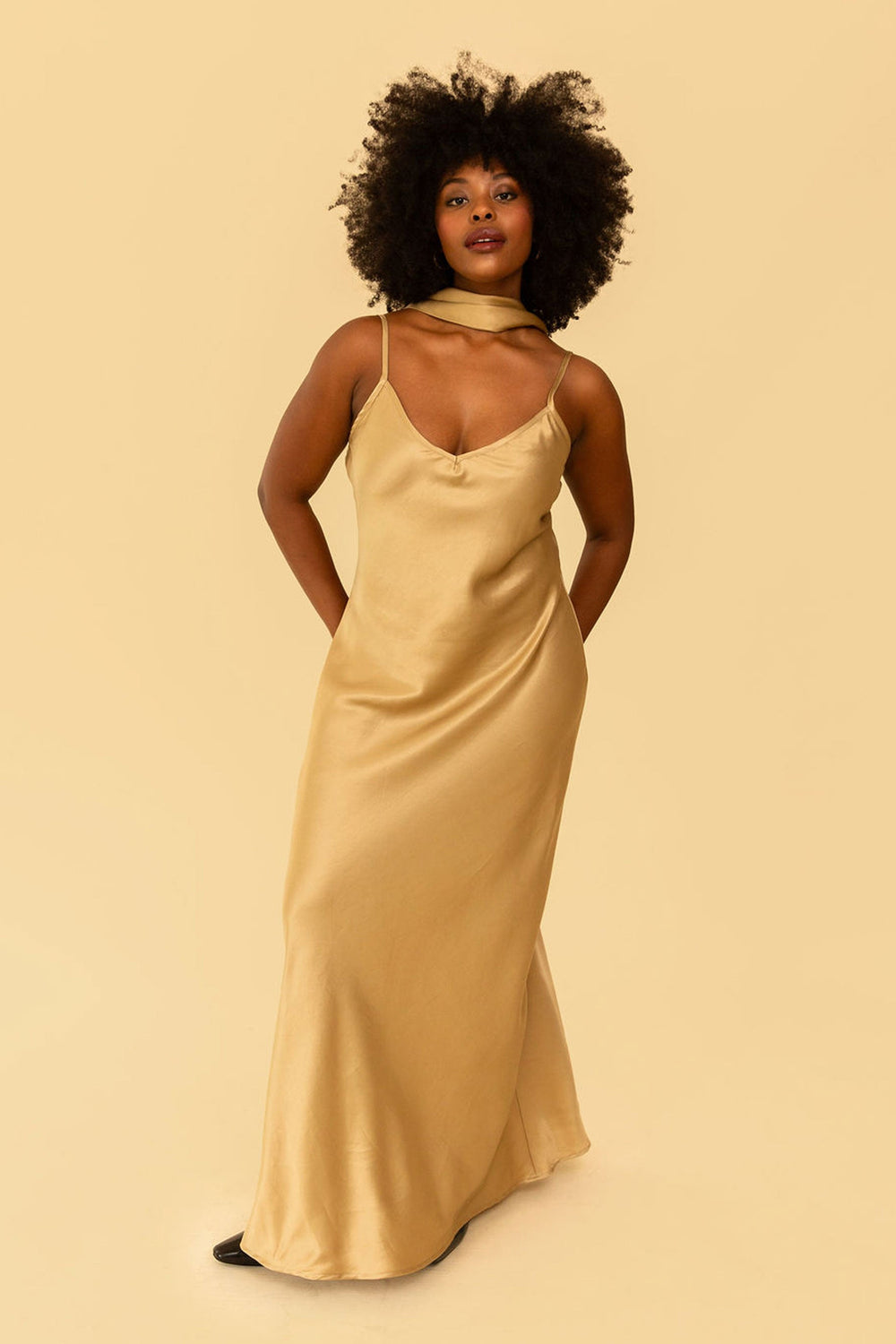 Bonnie Dress in Silky Gold - Whimsy & Row