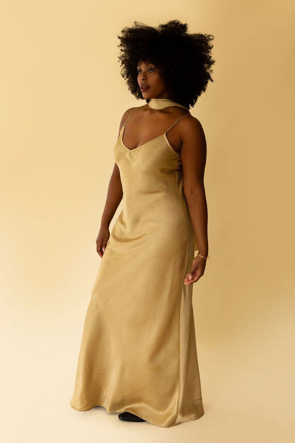 Bonnie Dress in Silky Gold - Whimsy & Row