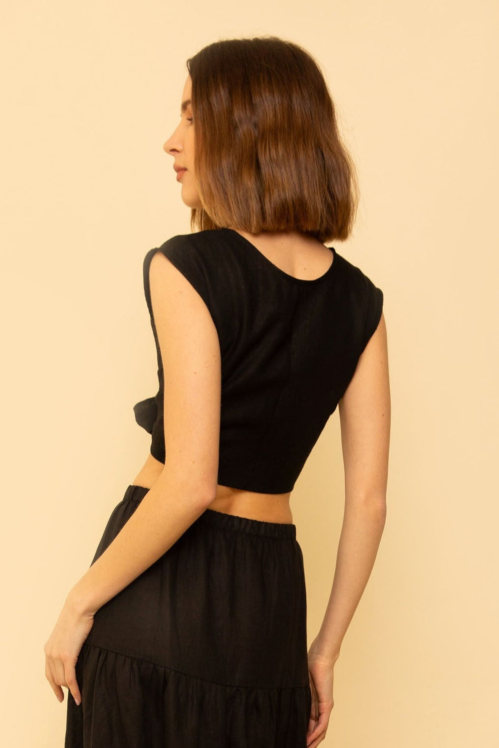 Valentina Top in Black Linen - Whimsy & Row