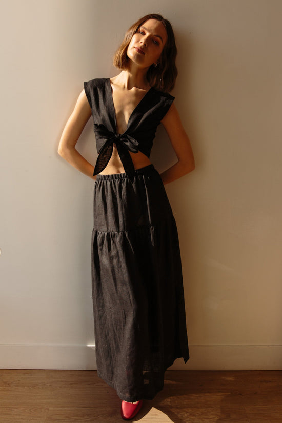 Millie Skirt/Dress in Black Linen - Whimsy & Row