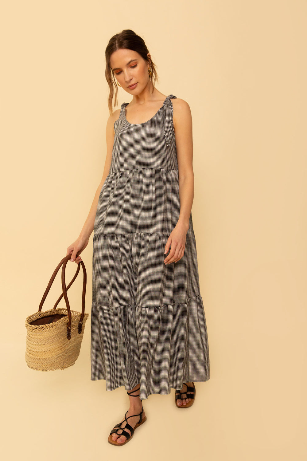 Catherine Dress in Black Gingham - Whimsy & Row