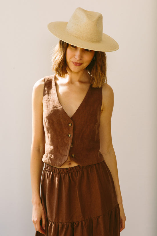 Bowie Vest in Chocolate Linen - Whimsy & Row