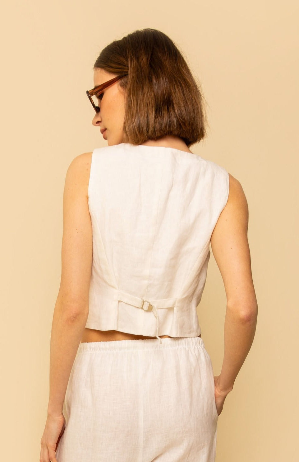 Bowie Vest in White Linen - Whimsy & Row