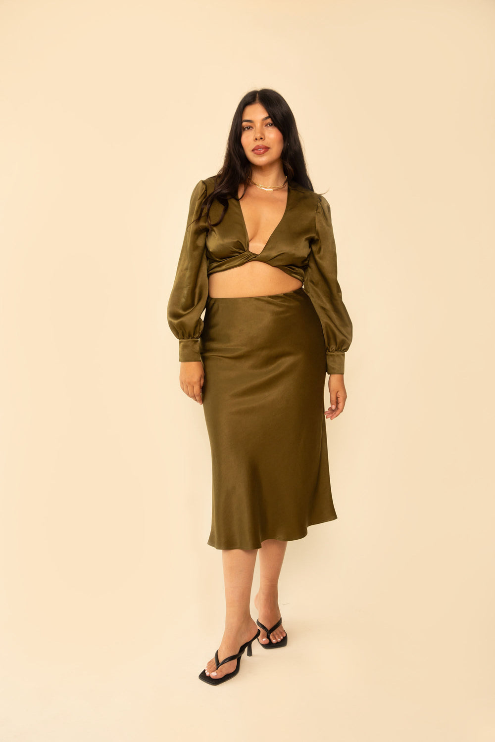 Donna Skirt in Silky Hunter - Whimsy & Row