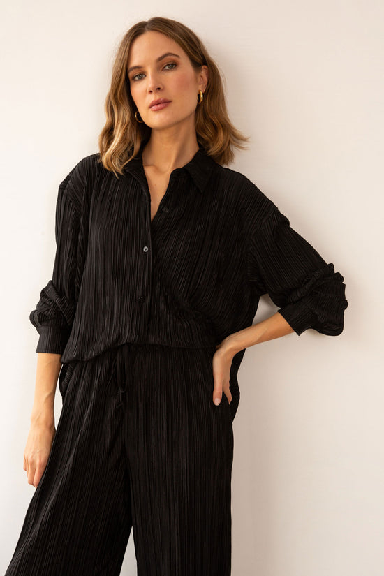 Denise Top in Black Plissé - Whimsy & Row