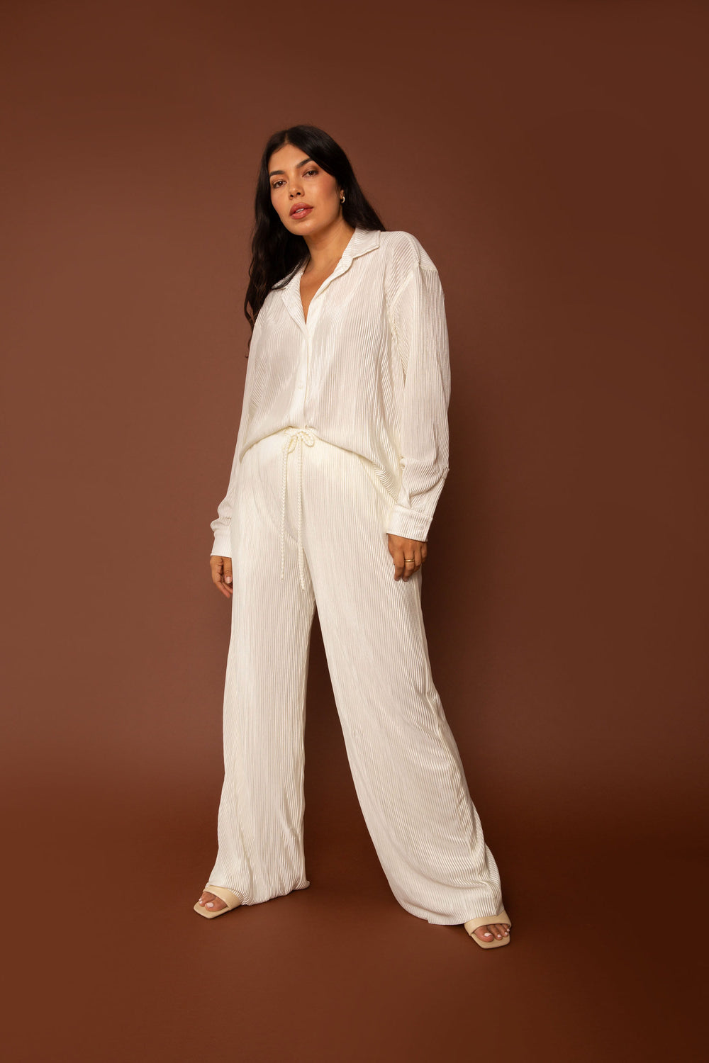 Raffa Pants in Cream Plissé - Whimsy & Row
