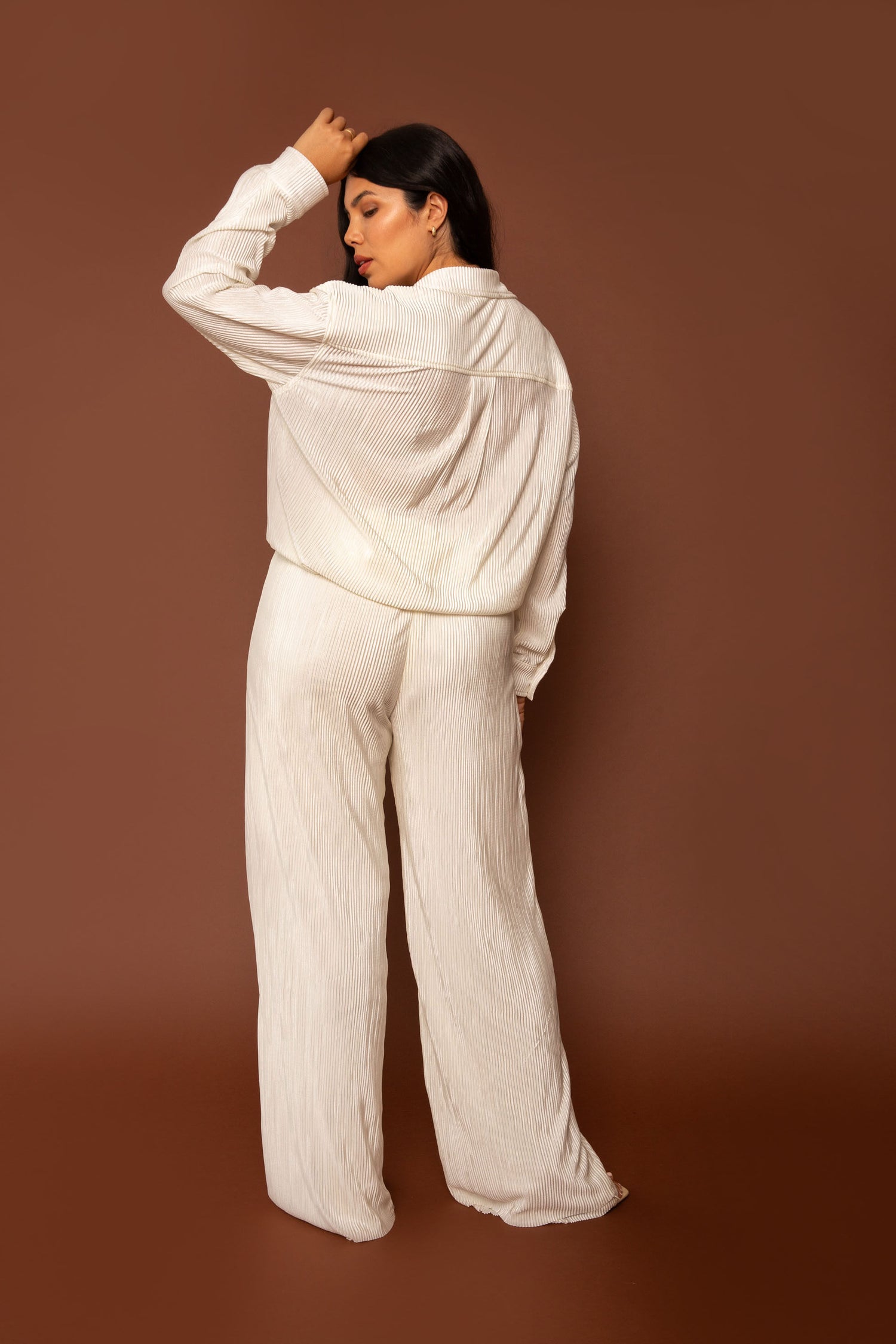 Raffa Pants in Cream Plissé