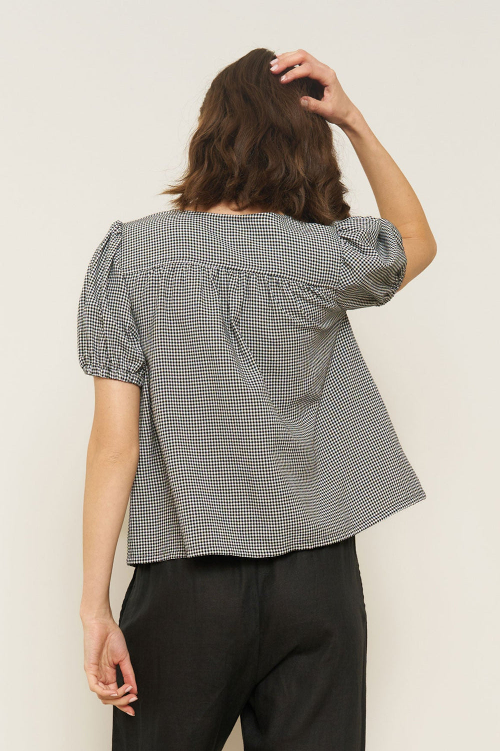 Birdie Top in Black Gingham - Whimsy & Row