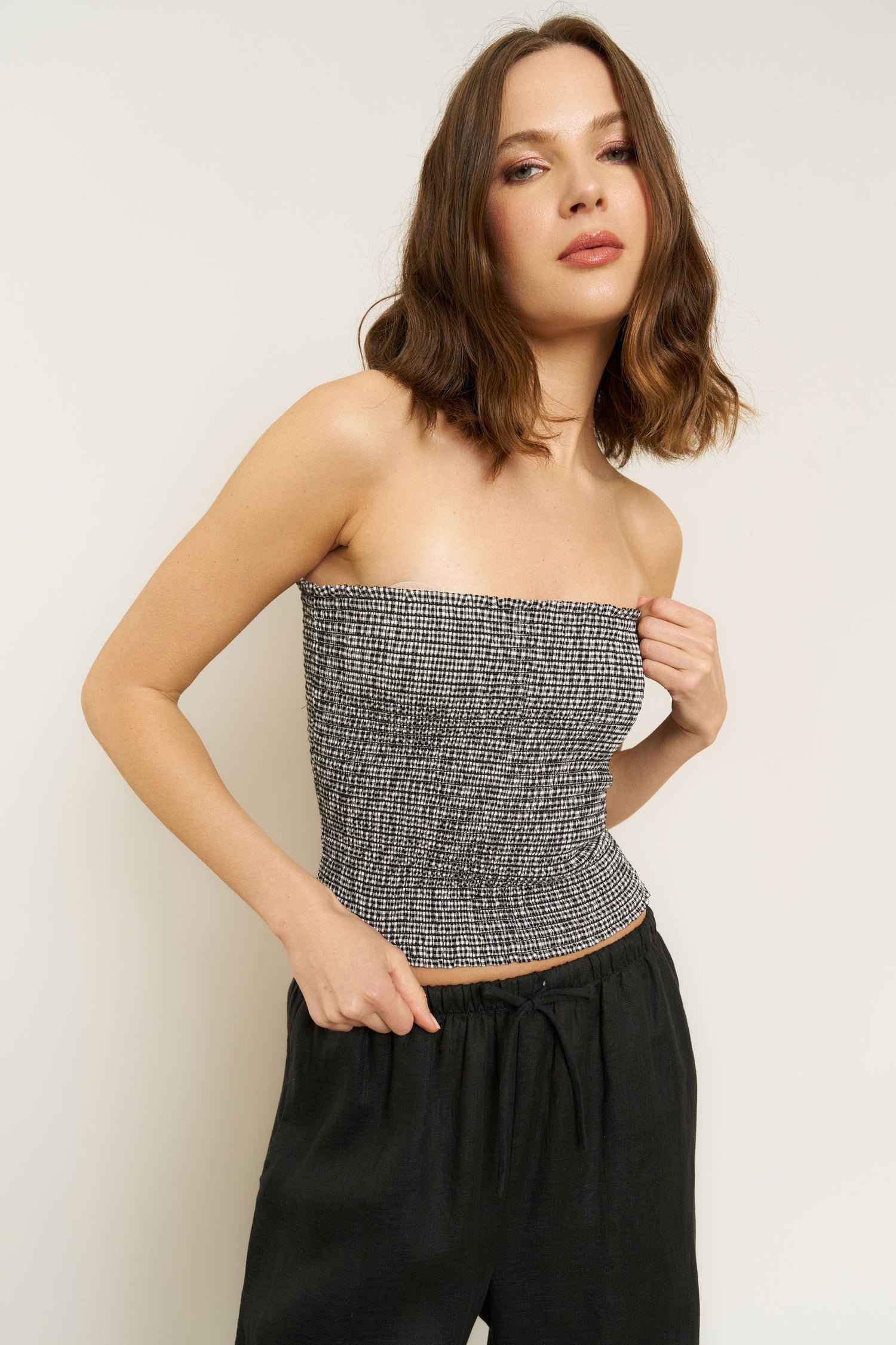Matilda Top in Black Gingham