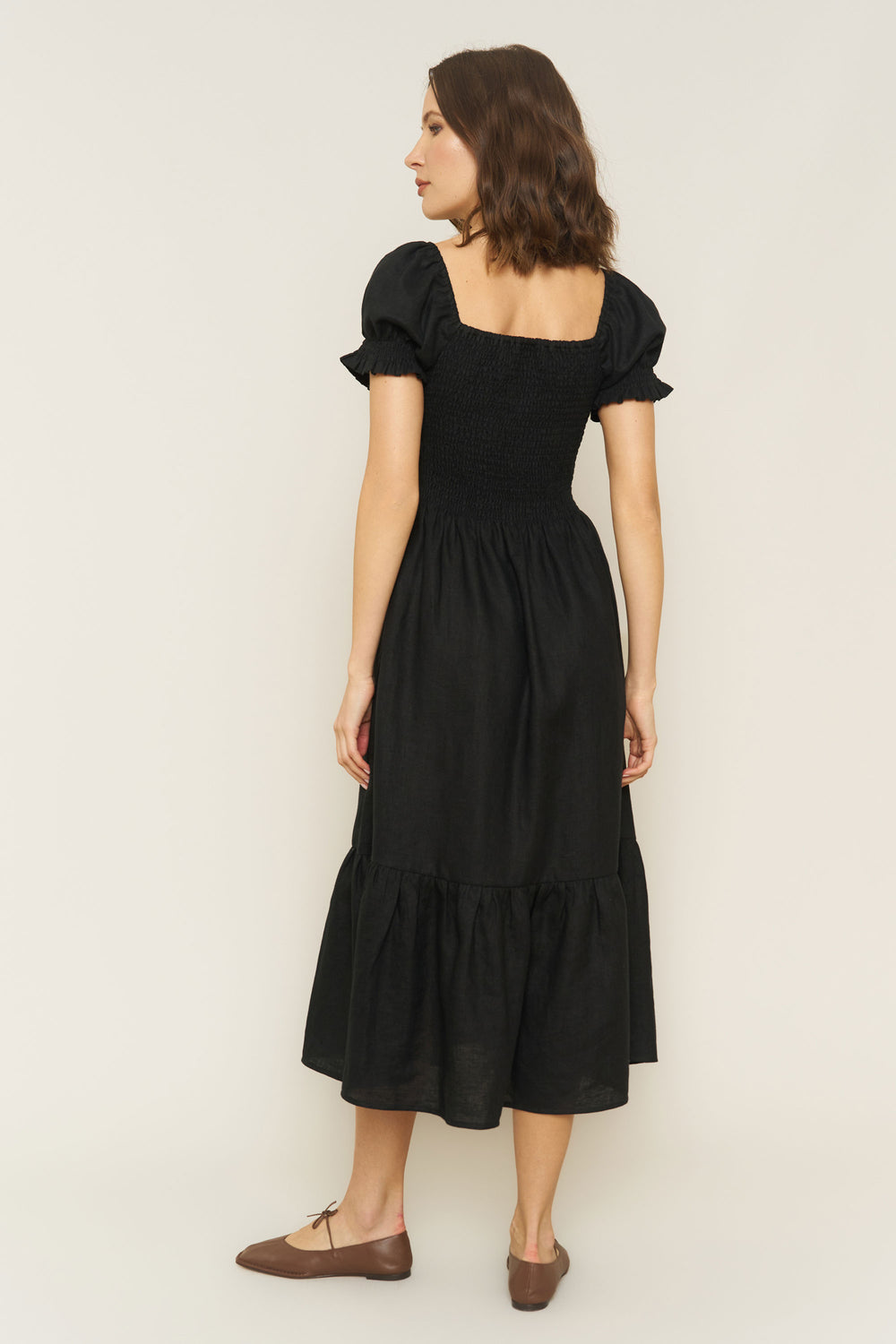 Harper Dress in Black Linen - Whimsy & Row