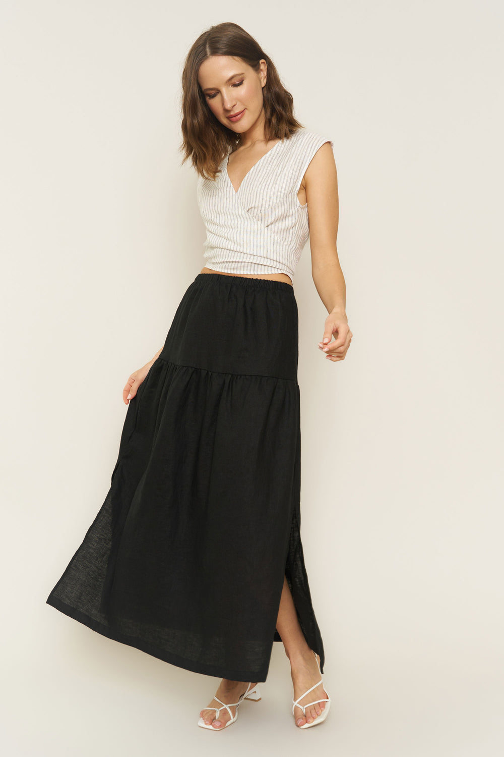 Millie Skirt/Dress in Black Linen - Whimsy & Row
