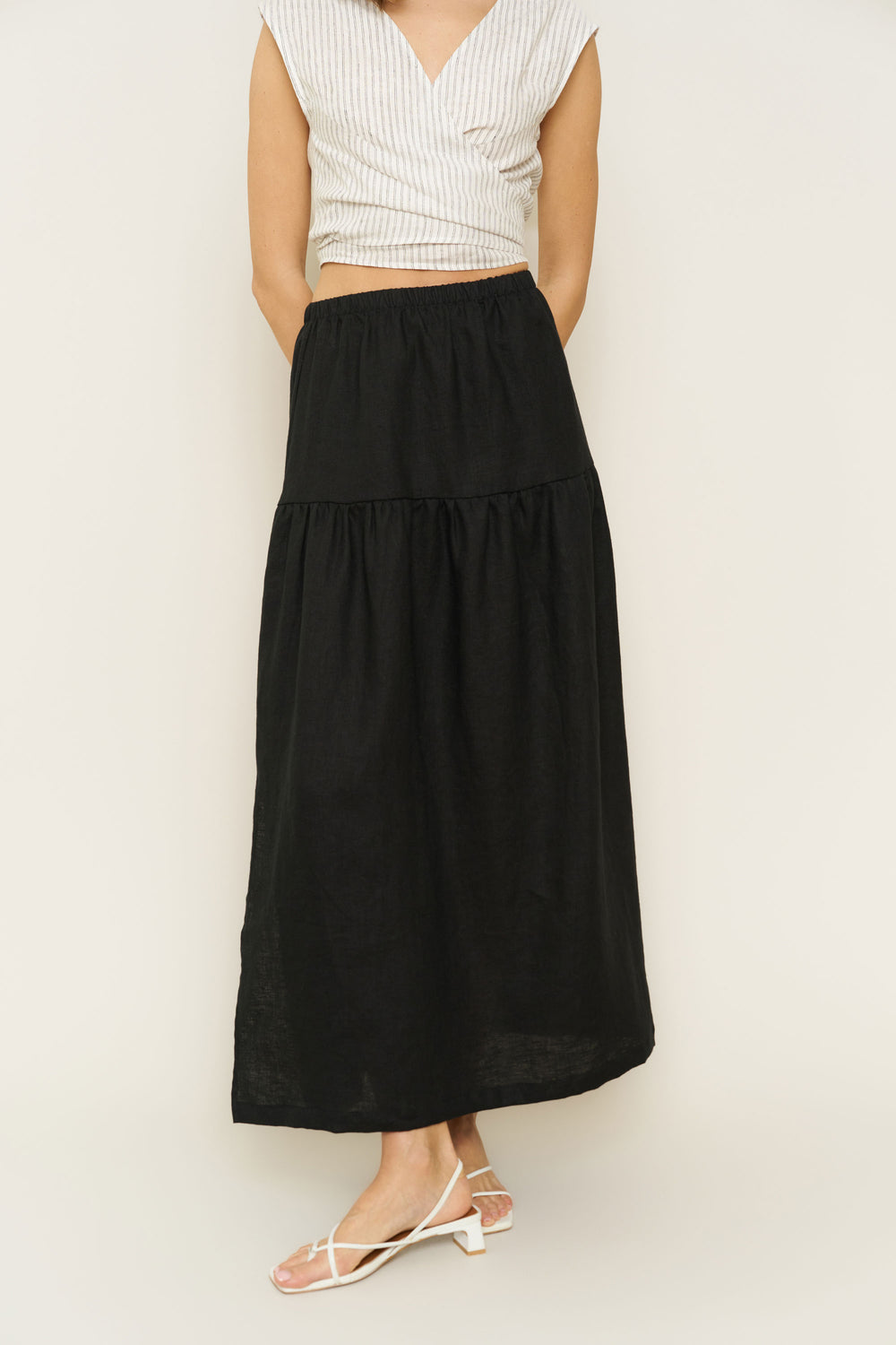 Millie Skirt/Dress in Black Linen - Whimsy & Row