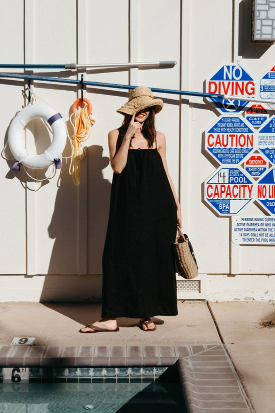 Soliel Dress in Black Linen - Whimsy & Row
