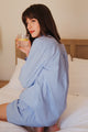 Denise Top in Blue Stripe Poplin