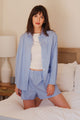 Denise Top in Blue Stripe Poplin