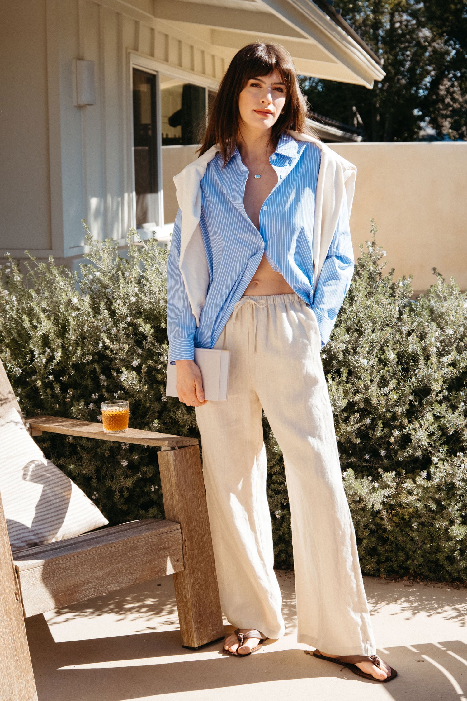 Denise Top in Blue Stripe Poplin