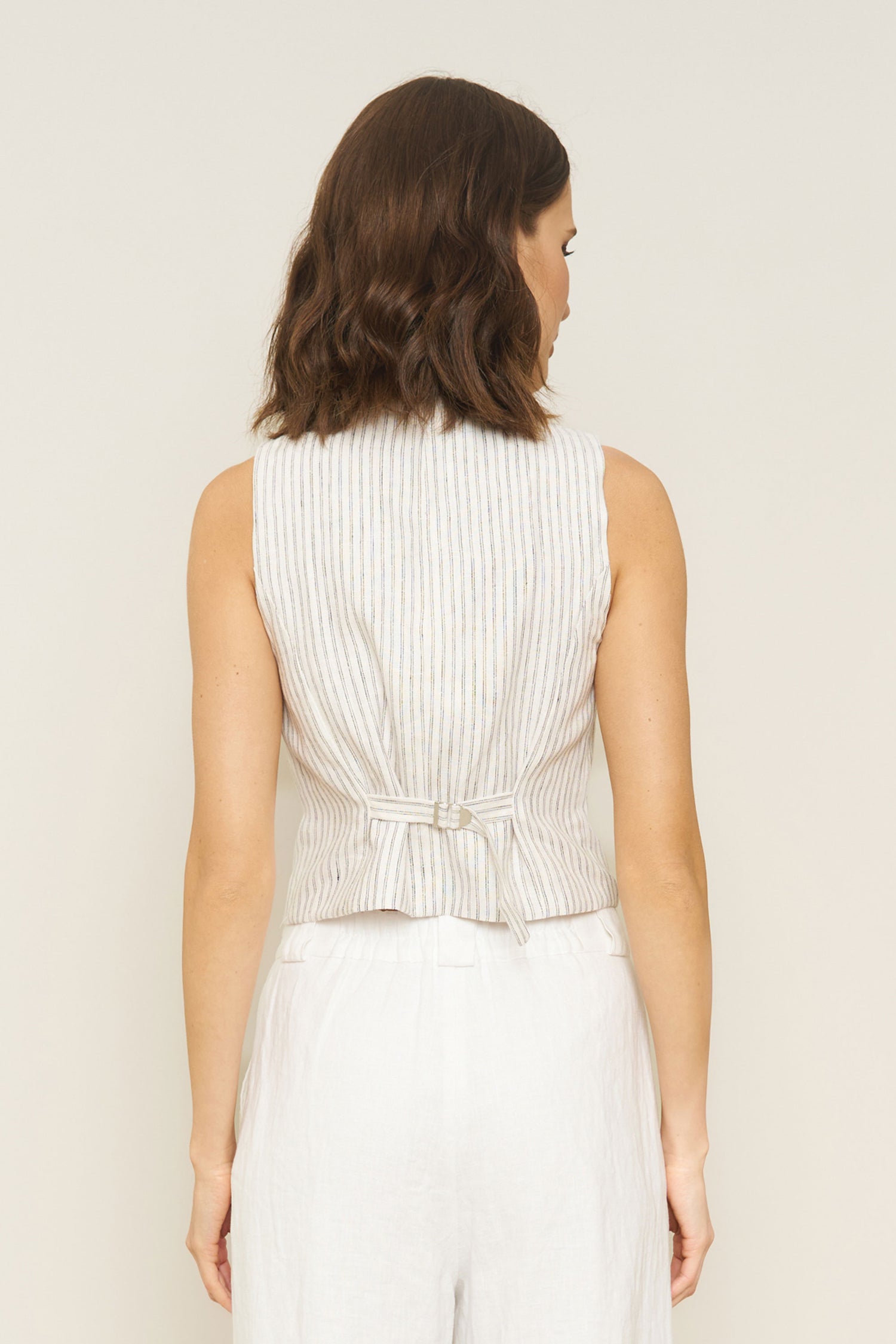 Bowie Vest in Stripe Linen