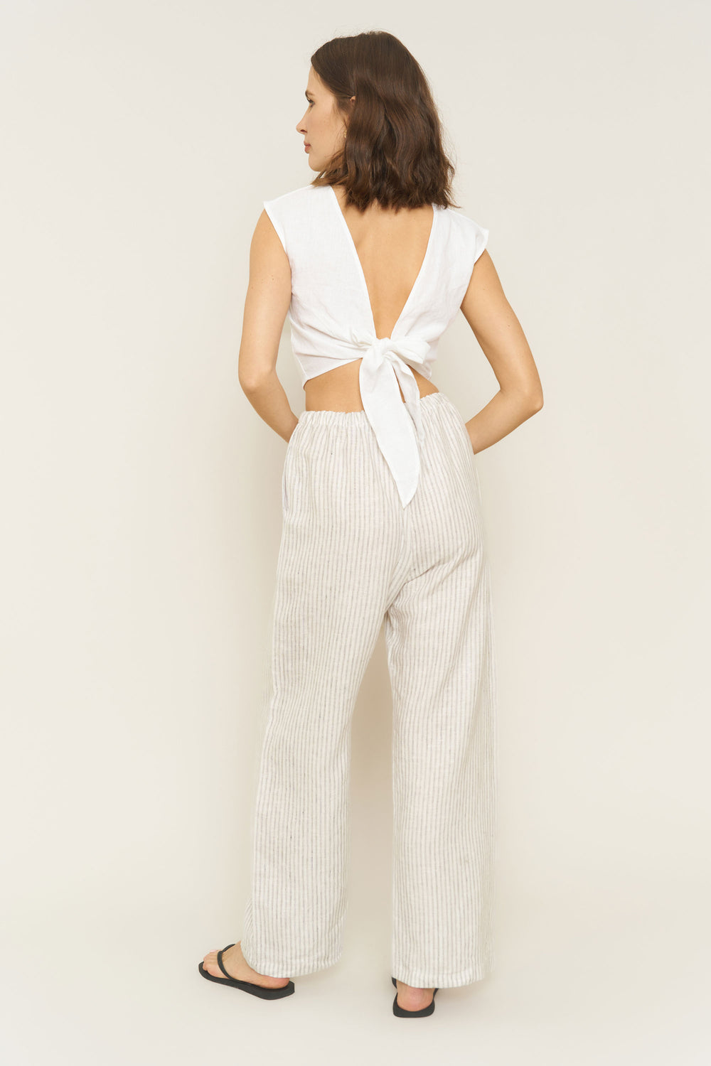 Kira Pant in Stripe Linen - Whimsy & Row