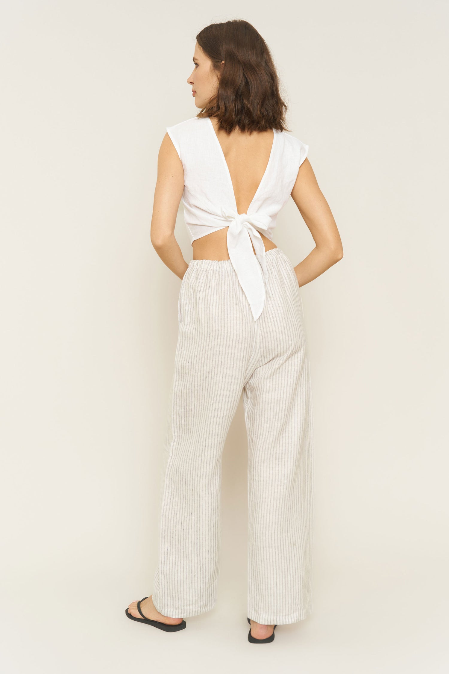 Kira Pant in Stripe Linen