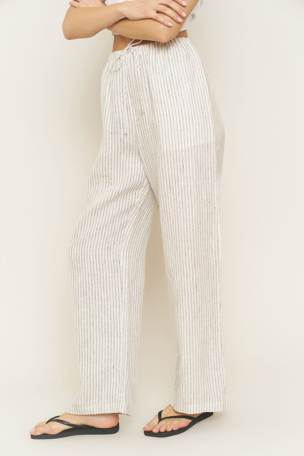 Kira Pant in Stripe Linen - Whimsy & Row