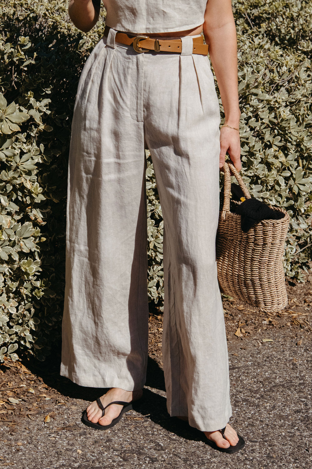 Leanna Pant in Oatmeal Linen - Whimsy & Row