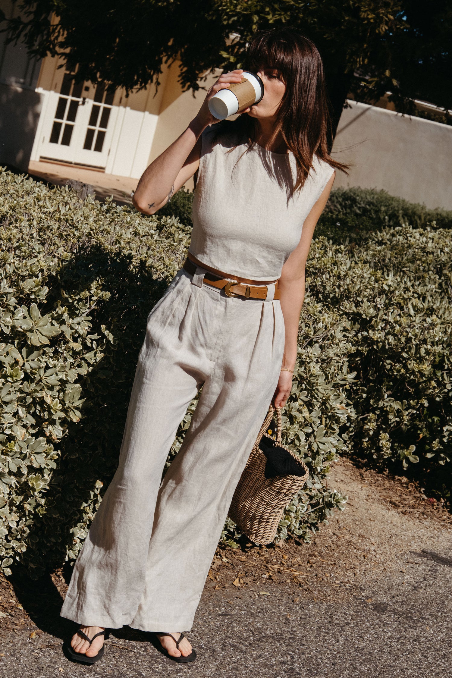 Leanna Pant in Oatmeal Linen