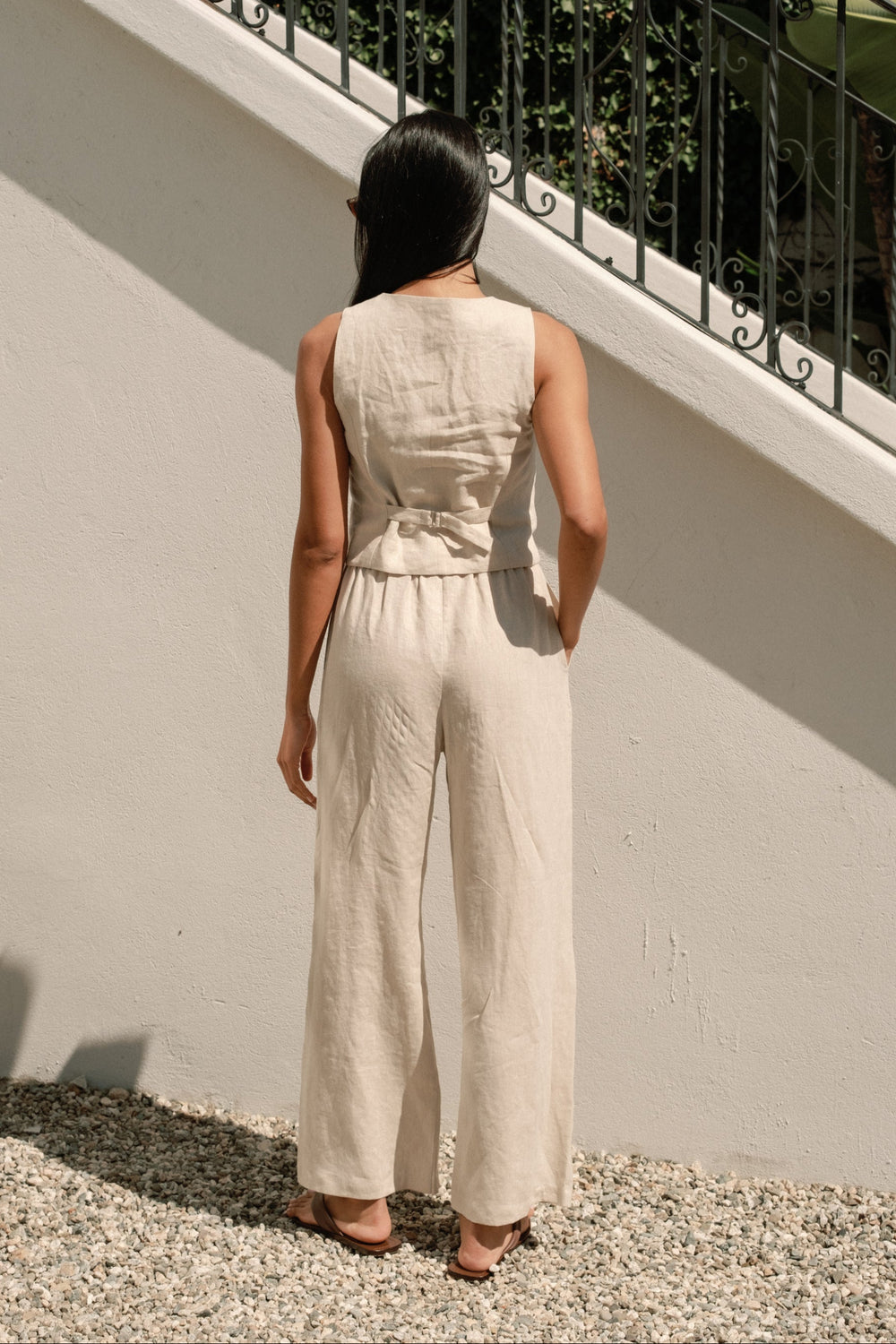 Bowie Vest in Oatmeal Linen - Whimsy & Row